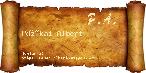 Pákai Albert névjegykártya
